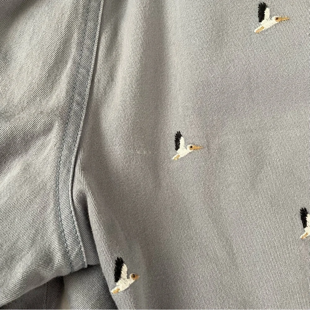 J. Crew SMALL Dock Shorts Blue Pelican Embroidered Print Drawstring Waist